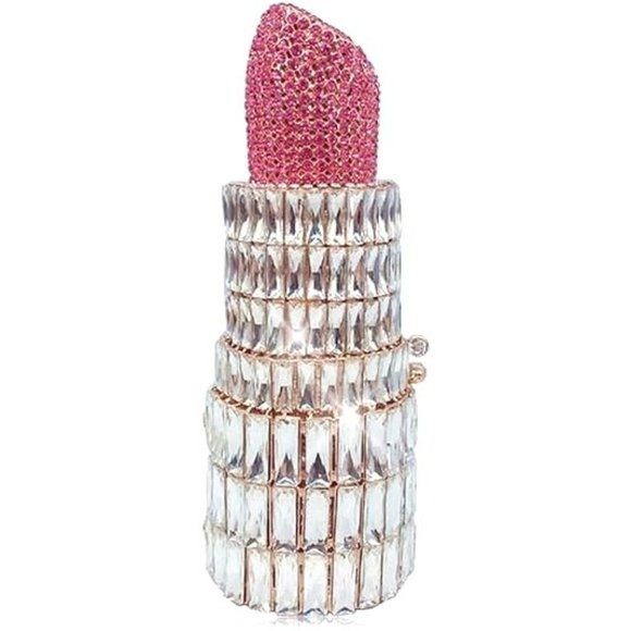 NWT Sparkling Swarovski Bling Crystal Rhinestone Lipstick Purse Clutch B…